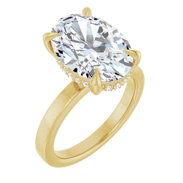 The Clara 4.00ct Oval cut Lab Grown Diamond Hidden Halo Solitaire Engagement Ring