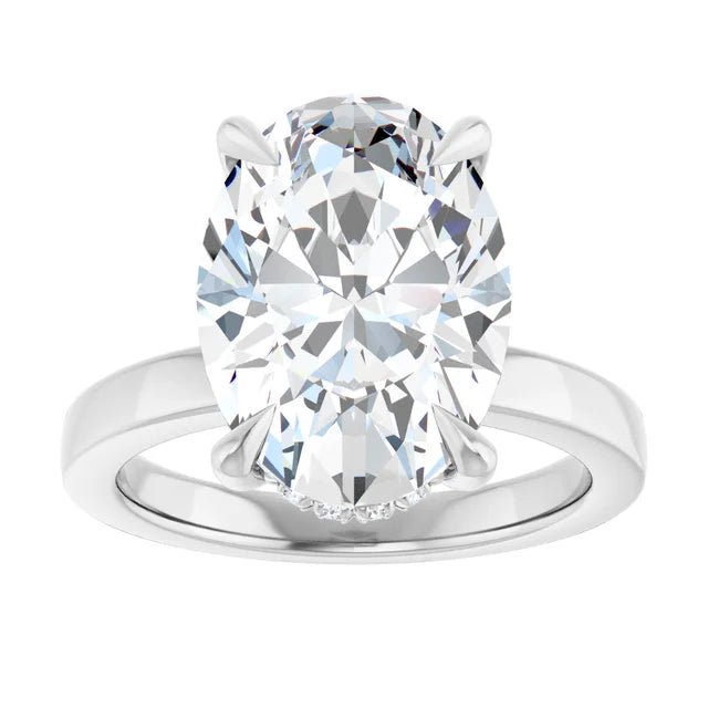 The Clara 4.00ct Oval cut Lab Grown Diamond Hidden Halo Solitaire Engagement Ring