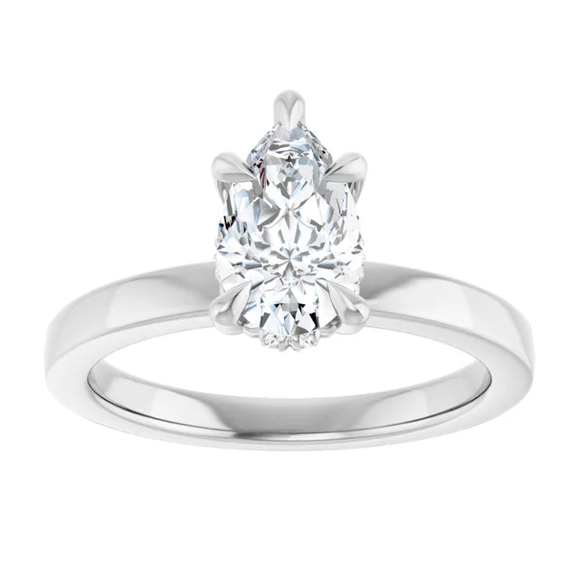 The Clara 1.00ct Pear cut Lab Grown Diamond Hidden Halo Solitaire Engagement Ring