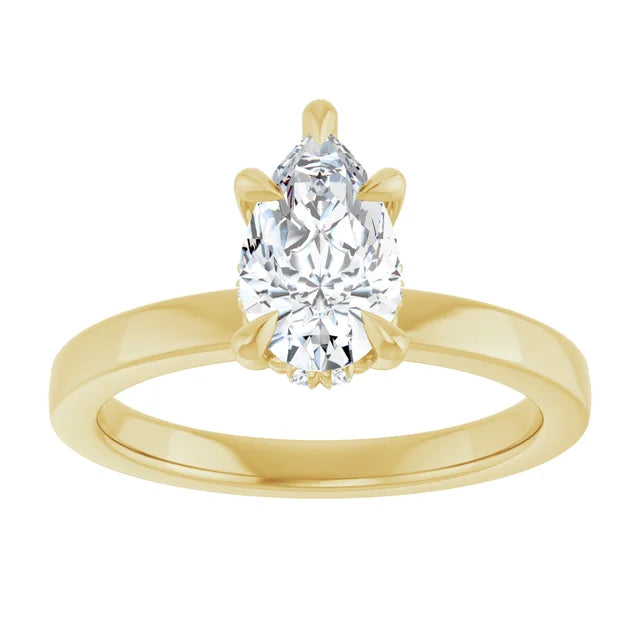 The Clara 1.00ct Pear cut Lab Grown Diamond Hidden Halo Solitaire Engagement Ring