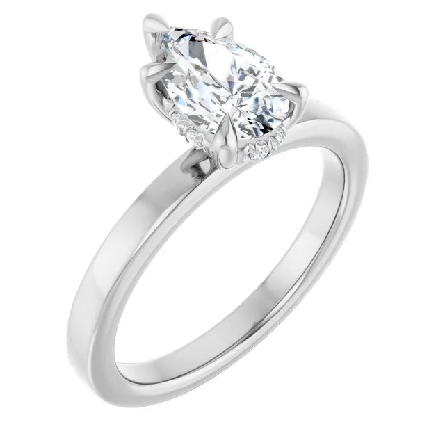 The Clara 1.00ct Pear cut Lab Grown Diamond Hidden Halo Solitaire Engagement Ring