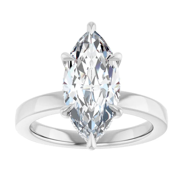 The Clara 3.00ct Marquise cut Lab Grown Diamond Hidden Halo Solitaire Engagement Ring