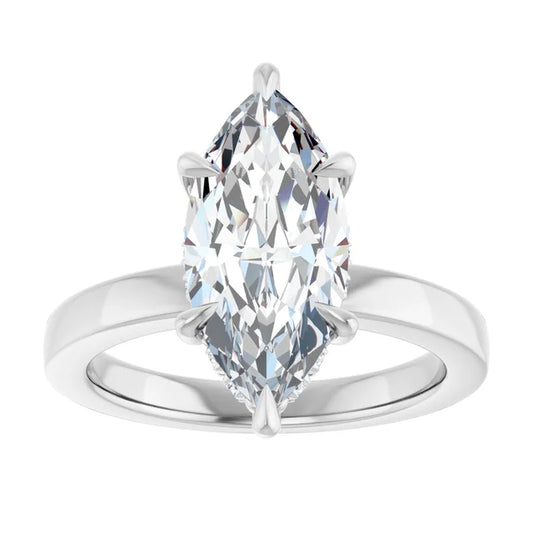 The Clara 3.00ct Marquise cut Lab Grown Diamond Hidden Halo Solitaire Engagement Ring