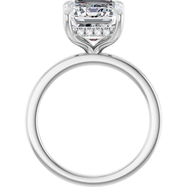 The Clara 3.00ct Emerald cut Lab Grown Diamond Hidden Halo Solitaire Engagement Ring