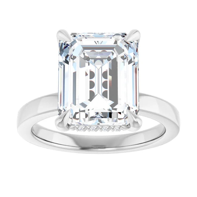The Clara 3.00ct Emerald cut Lab Grown Diamond Hidden Halo Solitaire Engagement Ring