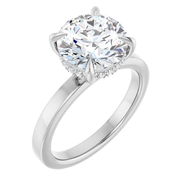 The Clara 3.00ct Round cut Lab Grown Diamond Hidden Halo Solitaire Engagement Ring