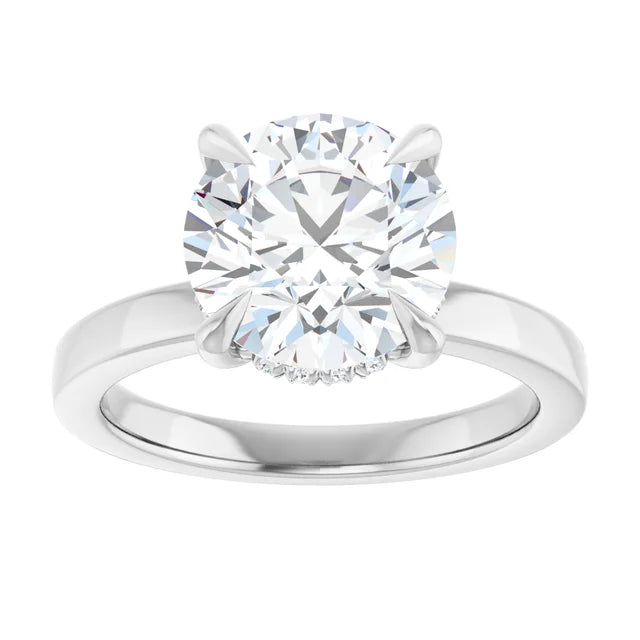 The Clara 3.00ct Round cut Lab Grown Diamond Hidden Halo Solitaire Engagement Ring