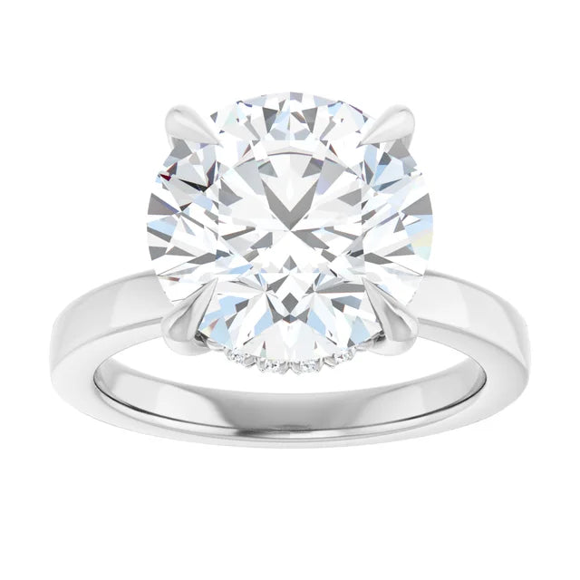 The Clara 4.00ct Round cut Lab Grown Diamond Hidden Halo Solitaire Engagement Ring