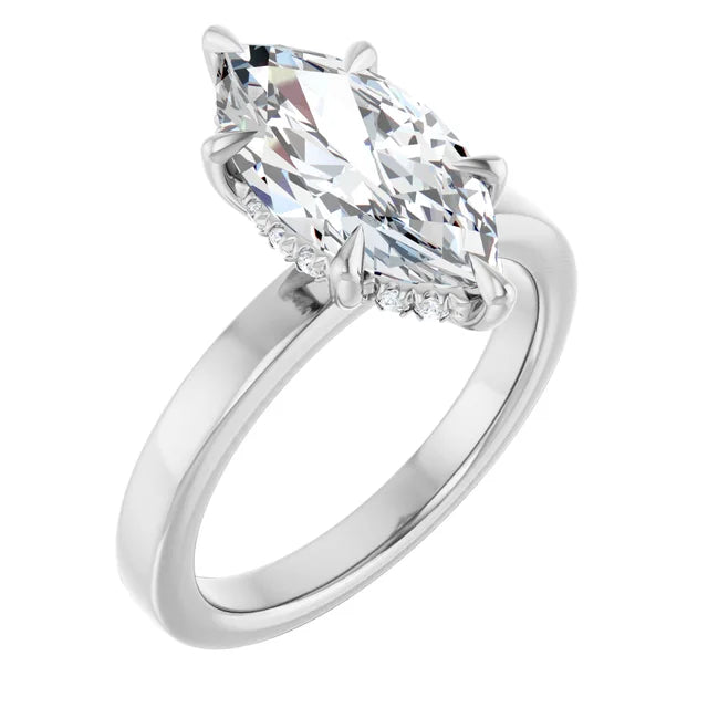 The Clara 2.50ct Marquise cut Lab Grown Diamond Hidden Halo Solitaire Engagement Ring