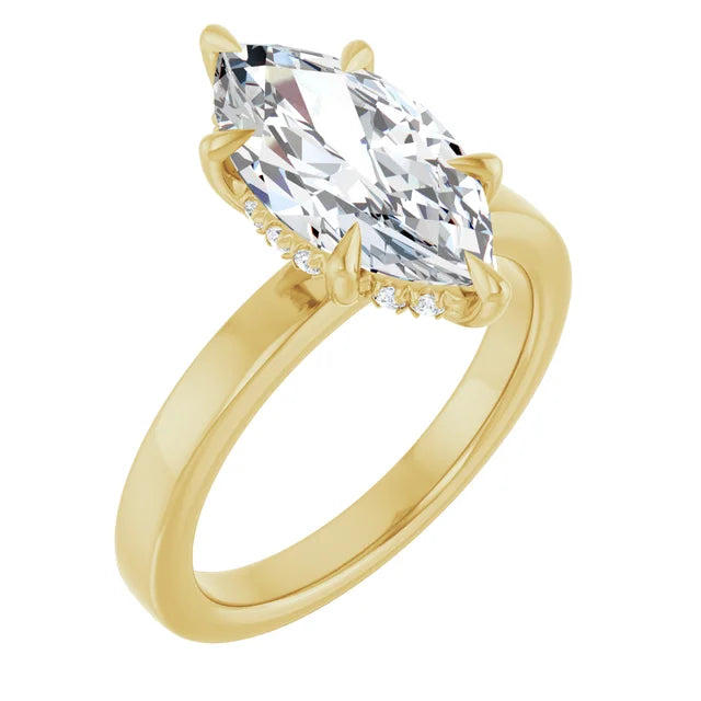 The Clara 3.00ct Marquise cut Lab Grown Diamond Hidden Halo Solitaire Engagement Ring