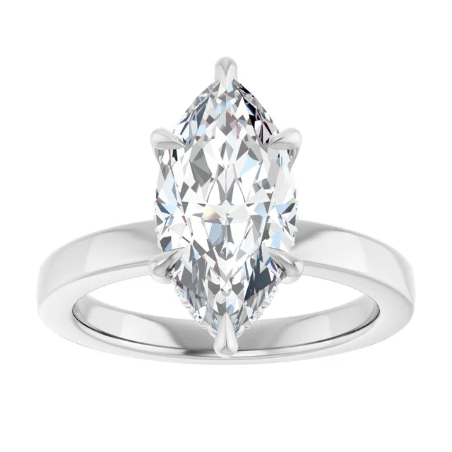 The Clara 2.50ct Marquise cut Lab Grown Diamond Hidden Halo Solitaire Engagement Ring