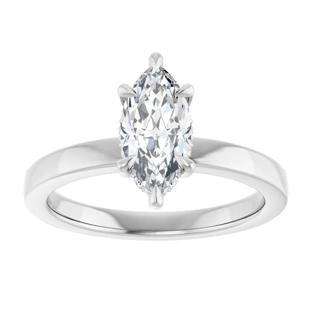 The Clara 1.00ct Marquise cut Lab Grown Diamond Hidden Halo Solitaire Engagement Ring