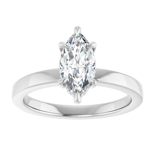 The Clara 1.00ct Marquise cut Lab Grown Diamond Hidden Halo Solitaire Engagement Ring