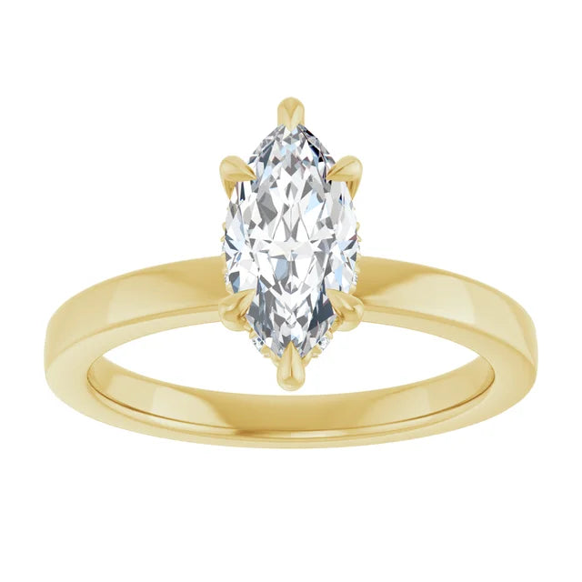 The Clara 1.00ct Marquise cut Lab Grown Diamond Hidden Halo Solitaire Engagement Ring