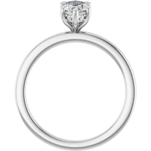 The Clara 1.00ct Marquise cut Lab Grown Diamond Hidden Halo Solitaire Engagement Ring