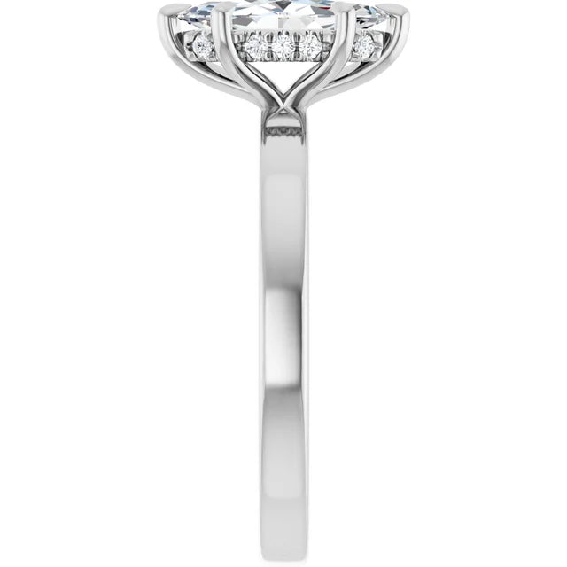 The Clara 1.00ct Marquise cut Lab Grown Diamond Hidden Halo Solitaire Engagement Ring