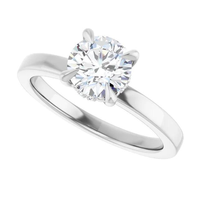 The Clara 1.00ct Round cut Lab Grown Diamond Hidden Halo Solitaire Engagement Ring