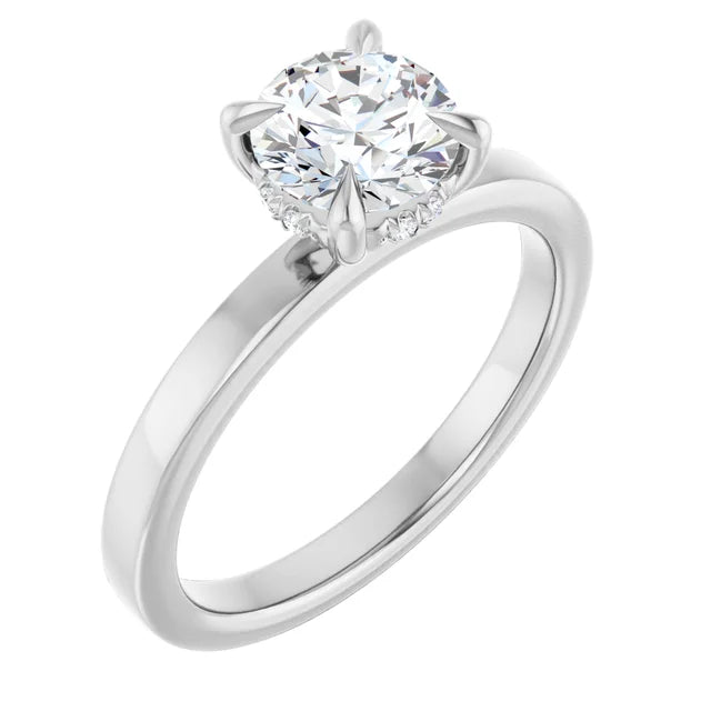 The Clara 1.00ct Round cut Lab Grown Diamond Hidden Halo Solitaire Engagement Ring