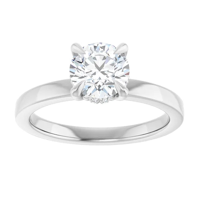 The Clara 1.00ct Round cut Lab Grown Diamond Hidden Halo Solitaire Engagement Ring