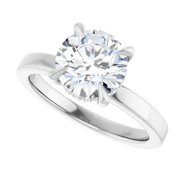 The Clara 2.00ct Round cut Lab Grown Diamond Hidden Halo Solitaire Engagement Ring