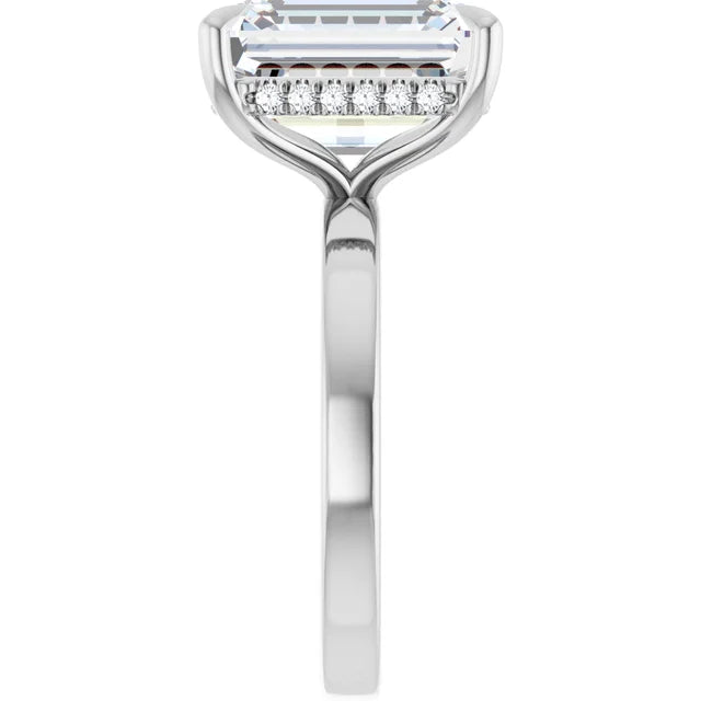 The Clara 4.00ct Emerald cut Lab Grown Diamond Hidden Halo Solitaire Engagement Ring