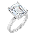 The Clara 4.00ct Emerald cut Lab Grown Diamond Hidden Halo Solitaire Engagement Ring