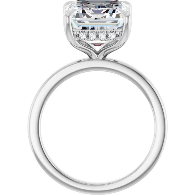 The Clara 4.00ct Emerald cut Lab Grown Diamond Hidden Halo Solitaire Engagement Ring