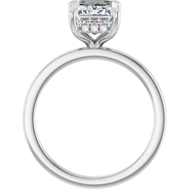 The Clara 2.00ct Emerald cut Lab Grown Diamond Hidden Halo Solitaire Engagement Ring
