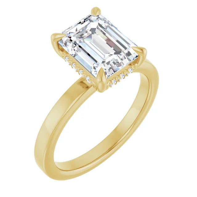 The Clara 2.00ct Emerald cut Lab Grown Diamond Hidden Halo Solitaire Engagement Ring