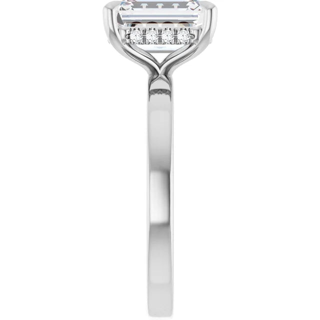 The Clara 2.00ct Emerald cut Lab Grown Diamond Hidden Halo Solitaire Engagement Ring