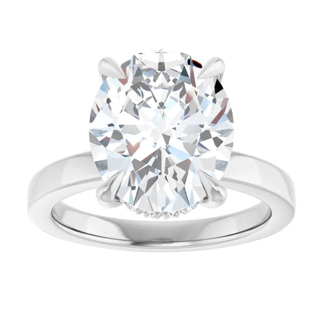 The Clara 3.00ct Oval cut Lab Grown Diamond Hidden Halo Solitaire Engagement Ring