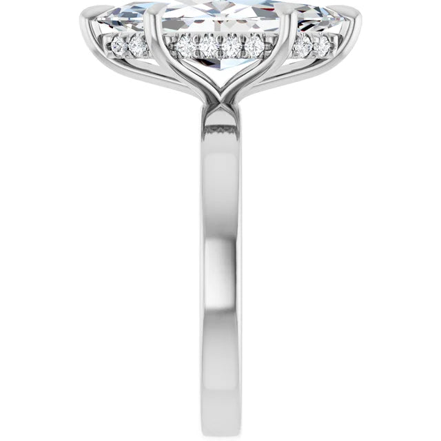 The Clara 4.00ct Marquise cut Lab Grown Diamond Hidden Halo Solitaire Engagement Ring