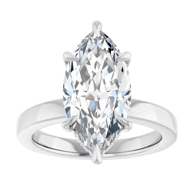 The Clara 4.00ct Marquise cut Lab Grown Diamond Hidden Halo Solitaire Engagement Ring