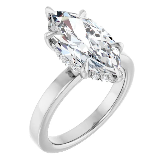 The Clara 4.00ct Marquise cut Lab Grown Diamond Hidden Halo Solitaire Engagement Ring