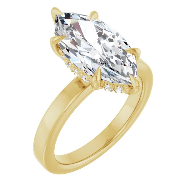 The Clara 4.00ct Marquise cut Lab Grown Diamond Hidden Halo Solitaire Engagement Ring