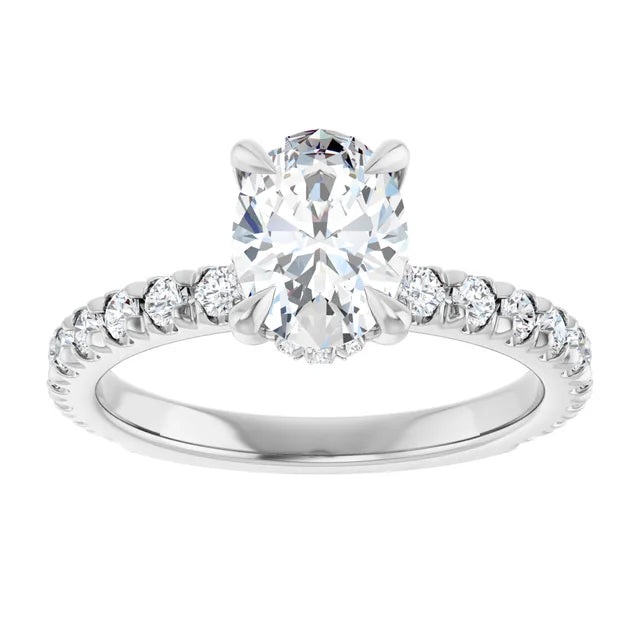 The Olivia 1.55ctw Oval cut Lab Grown Diamond Hidden Halo Engagement Ring