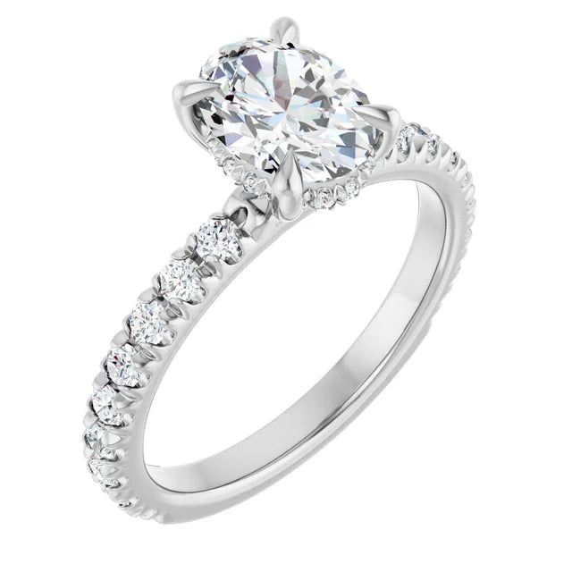 The Olivia 1.55ctw Oval cut Lab Grown Diamond Hidden Halo Engagement Ring