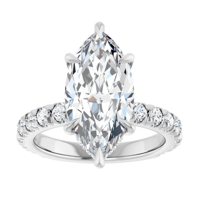The Olivia 4.75ctw Marquise cut Lab Grown Diamond Hidden Halo Engagement Ring