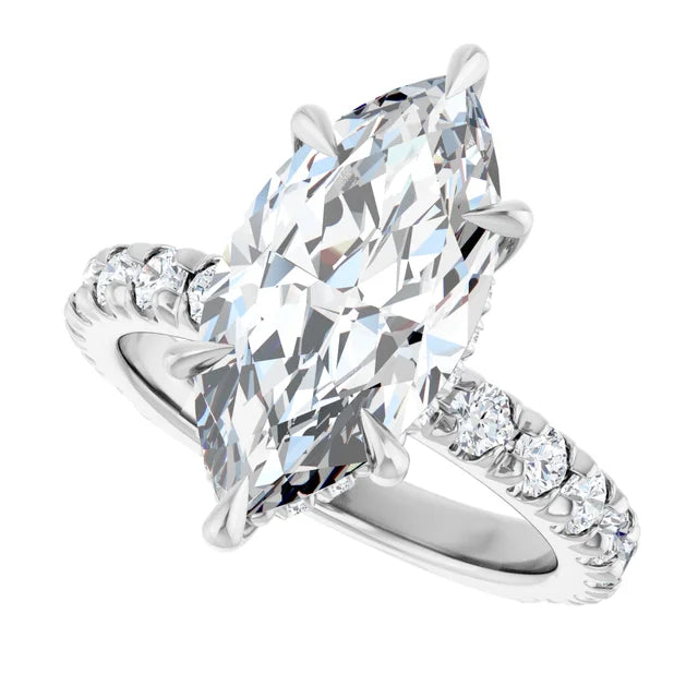 The Olivia 4.75ctw Marquise cut Lab Grown Diamond Hidden Halo Engagement Ring