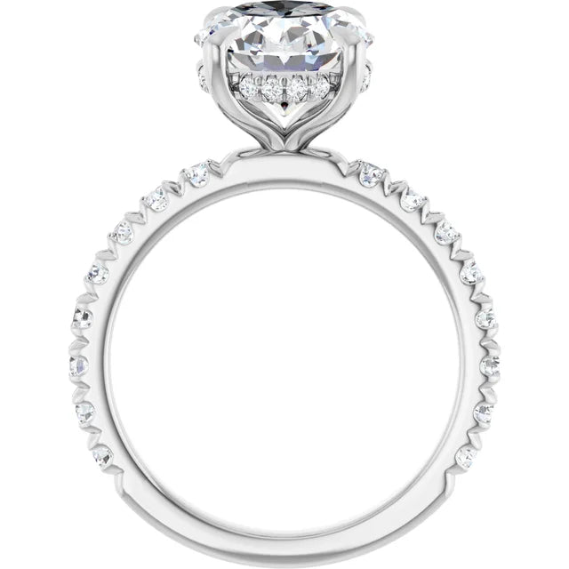 The Olivia 3.10ctw Oval cut Lab Grown Diamond Hidden Halo Engagement Ring