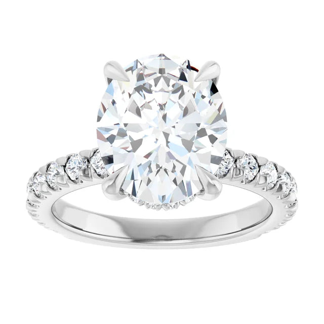 The Olivia 3.10ctw Oval cut Lab Grown Diamond Hidden Halo Engagement Ring