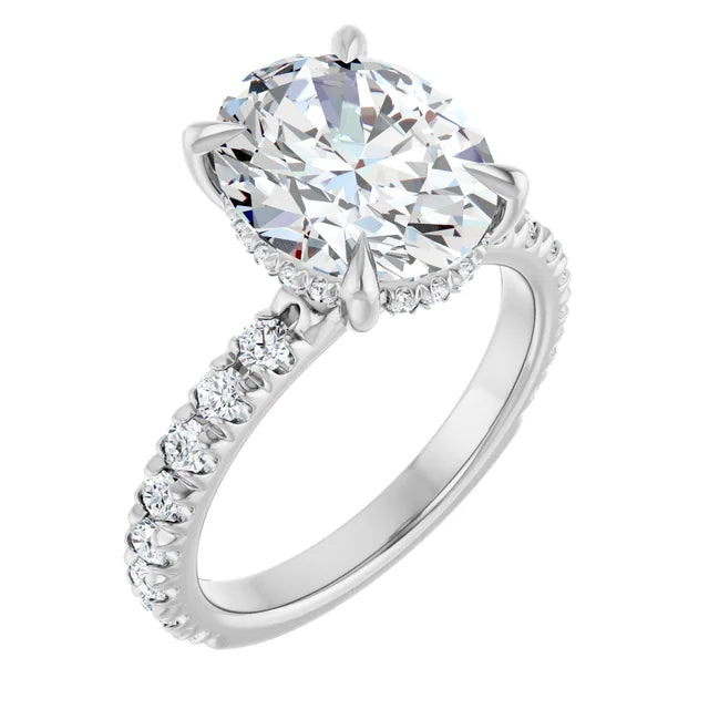 The Olivia 3.10ctw Oval cut Lab Grown Diamond Hidden Halo Engagement Ring