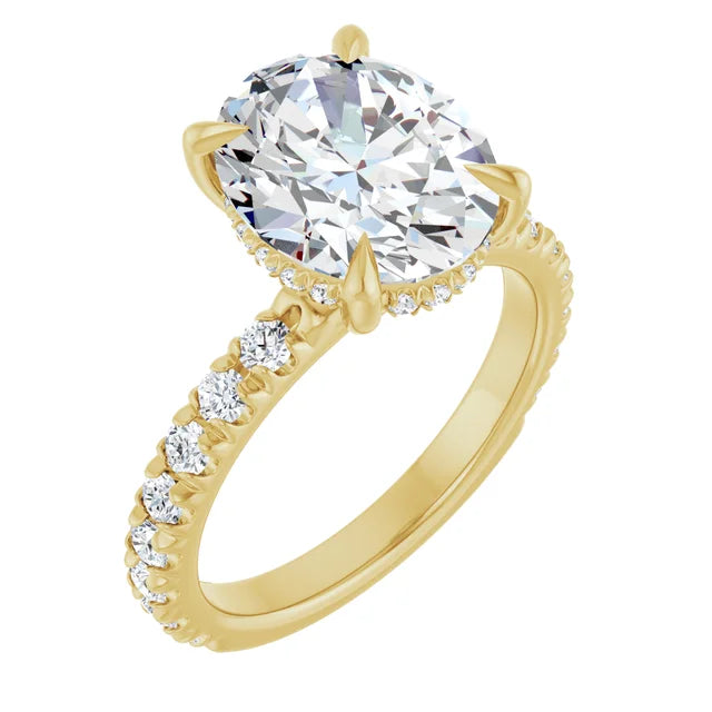 The Olivia 3.10ctw Oval cut Lab Grown Diamond Hidden Halo Engagement Ring