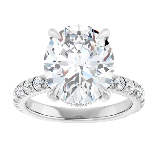The Olivia 3.65ctw Oval cut Lab Grown Diamond Hidden Halo Engagement Ring