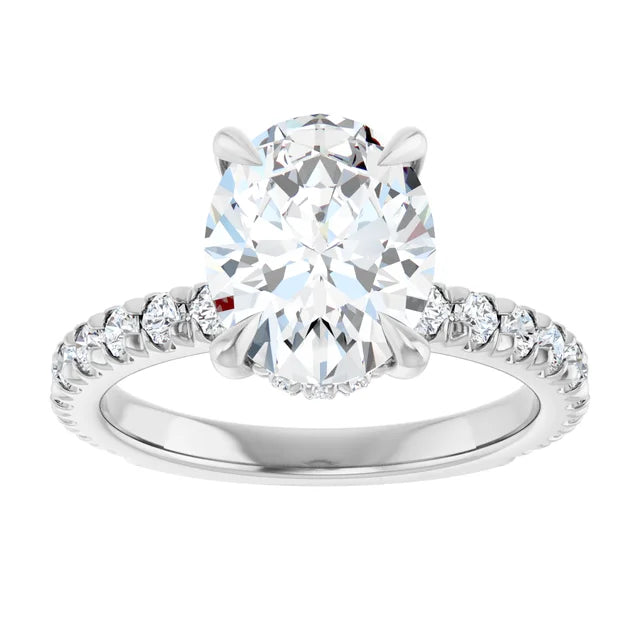 The Olivia 2.65ctw Oval cut Lab Grown Diamond Hidden Halo Engagement Ring