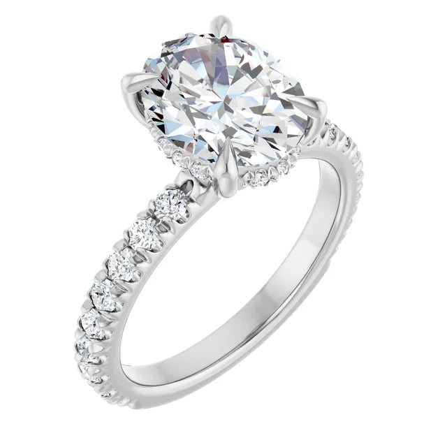 The Olivia 2.65ctw Oval cut Lab Grown Diamond Hidden Halo Engagement Ring