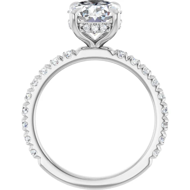 The Olivia 2.65ctw Oval cut Lab Grown Diamond Hidden Halo Engagement Ring