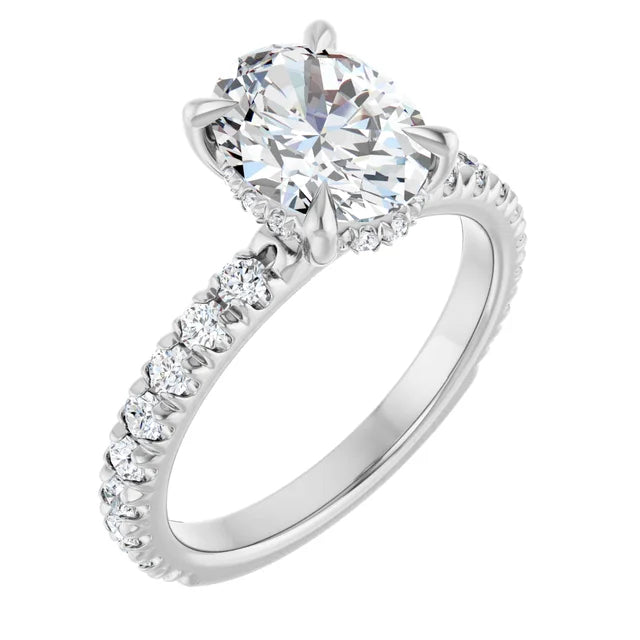 The Olivia 2.10ctw Oval cut Lab Grown Diamond Hidden Halo Engagement Ring