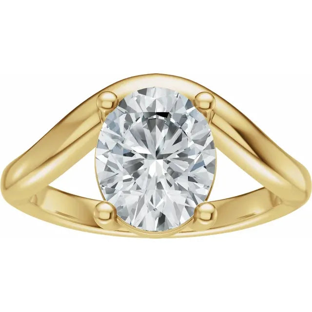 The Laura 2.00ct Oval cut Lab Grown Diamond Solitaire Wave Engagement Ring