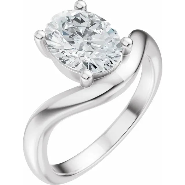 The Laura 2.50ct Oval cut Lab Grown Diamond Solitaire Wave Engagement Ring